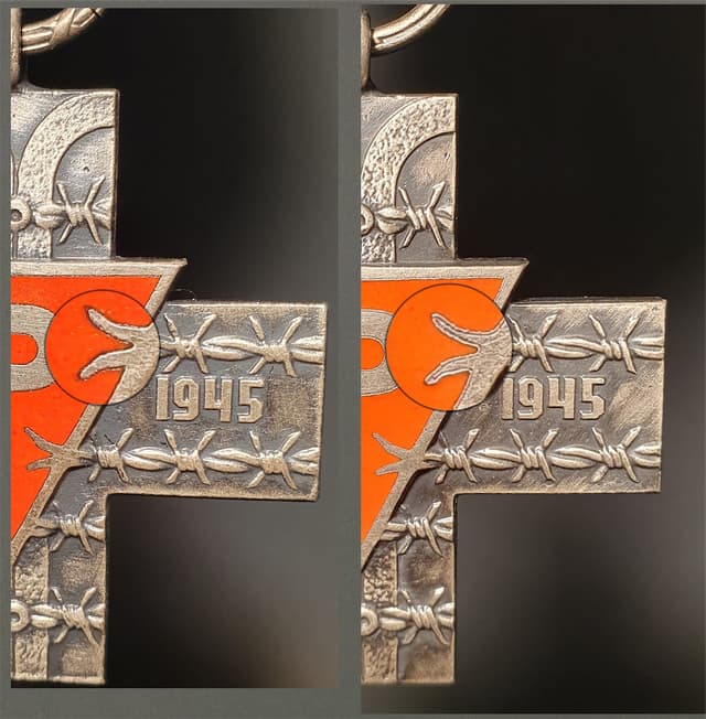 Prawa strona tarczy, po lewej wersja PRL, po prawej RP