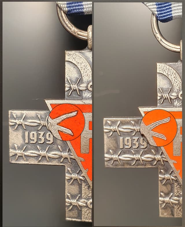 Lewa strona tarczy, po lewej wersja PRL, po prawej RP