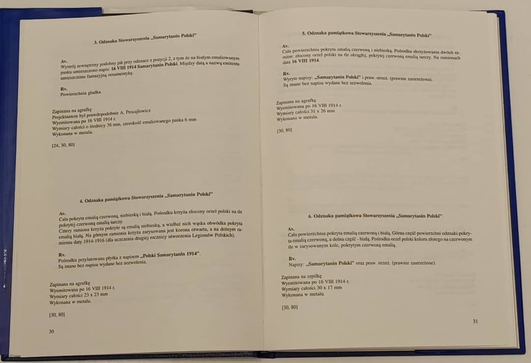 Przykładowa strona z książki Odznaki, oznaki i medale Polskiego Czerwonego Krzyża