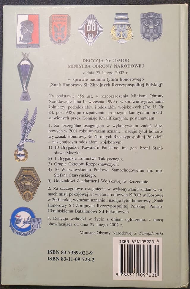 Rewers książki Odznaki Wojska Polskiego 1934-2003