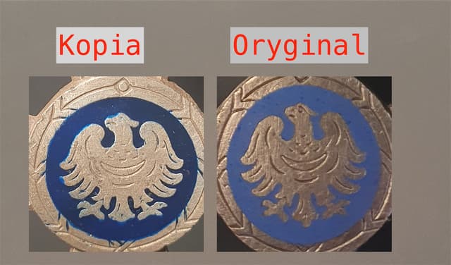 Widok orzełka dla oryginały i kopii."